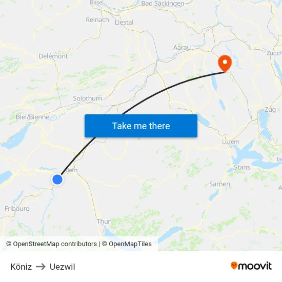 Köniz to Uezwil map