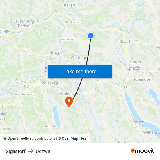 Siglistorf to Uezwil map
