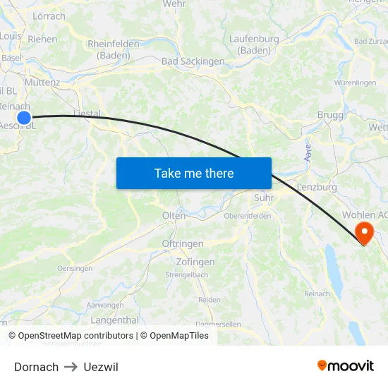 Dornach to Uezwil map