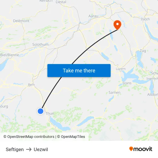 Seftigen to Uezwil map
