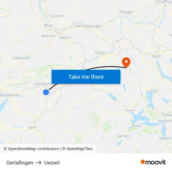 Gerlafingen to Uezwil map