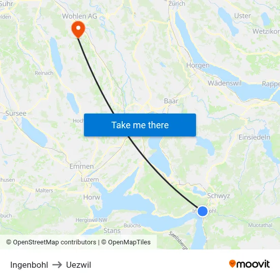 Ingenbohl to Uezwil map