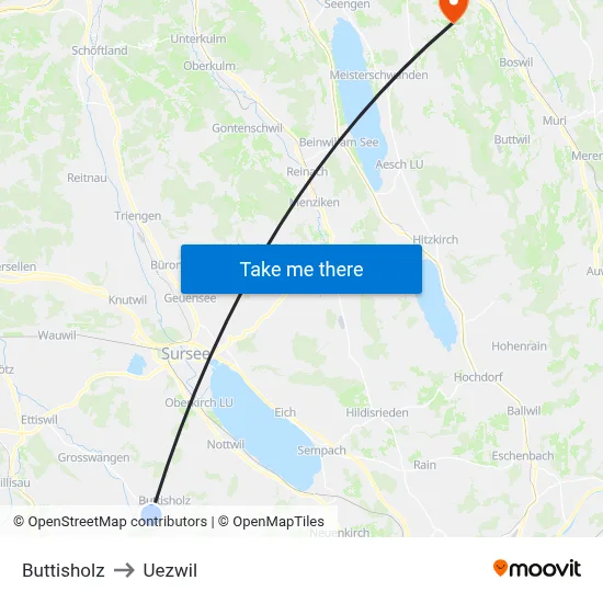 Buttisholz to Uezwil map