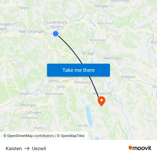 Kaisten to Uezwil map