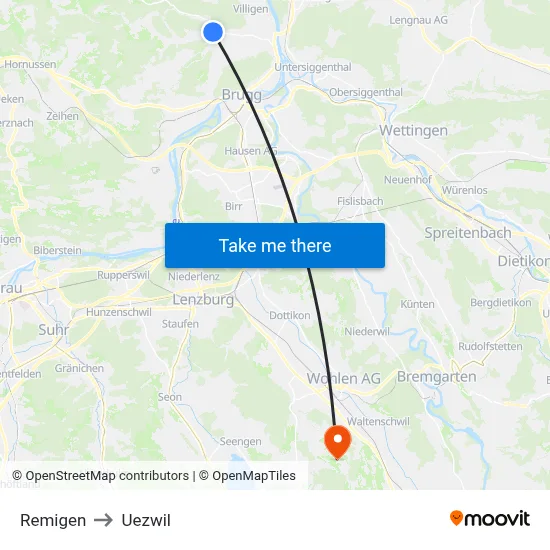 Remigen to Uezwil map