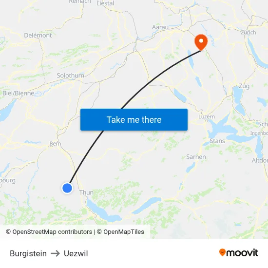 Burgistein to Uezwil map