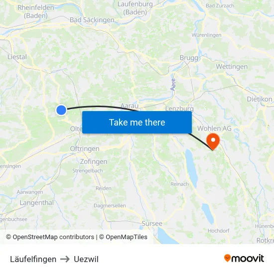 Läufelfingen to Uezwil map
