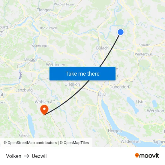 Volken to Uezwil map