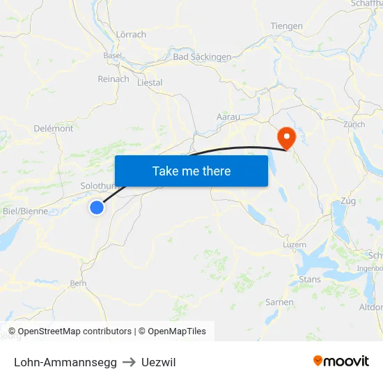 Lohn-Ammannsegg to Uezwil map