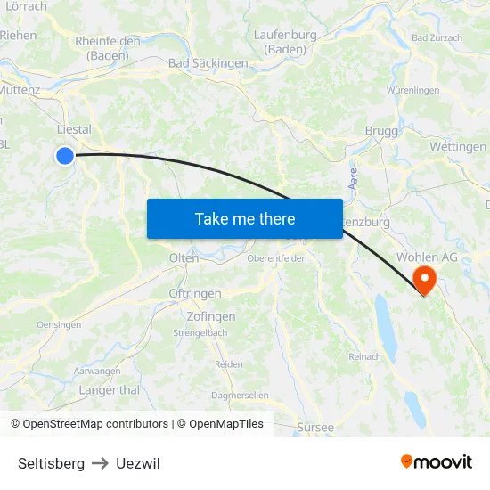 Seltisberg to Uezwil map
