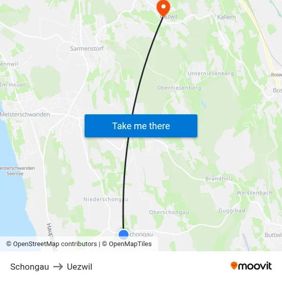 Schongau to Uezwil map