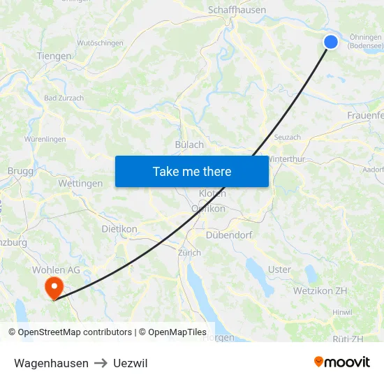 Wagenhausen to Uezwil map