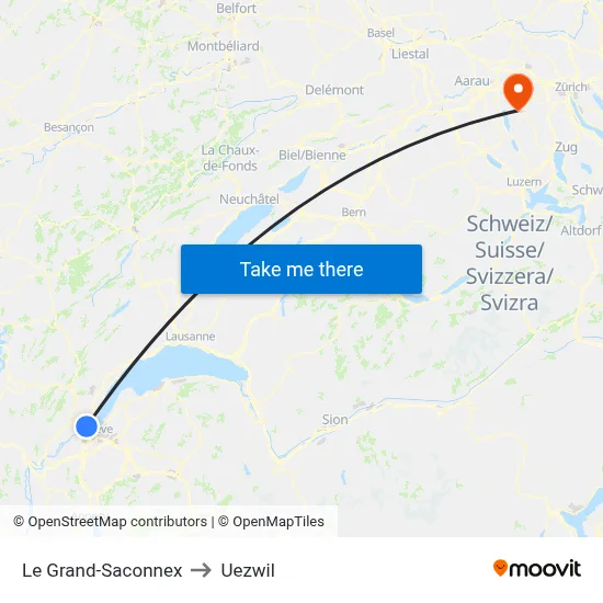 Le Grand-Saconnex to Uezwil map