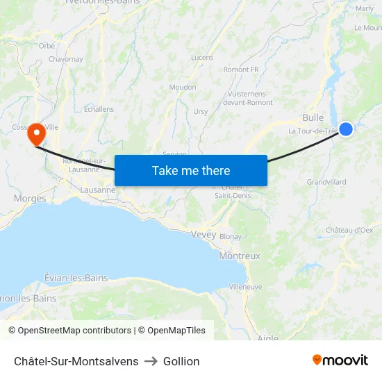 Châtel-Sur-Montsalvens to Gollion map