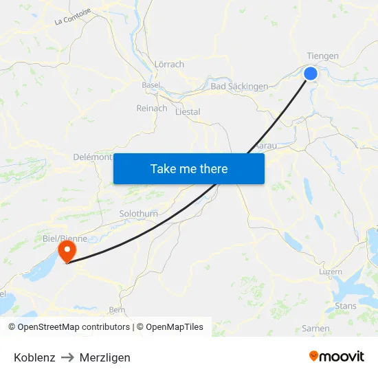Koblenz to Merzligen map