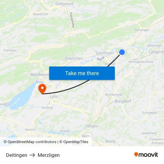 Deitingen to Merzligen map