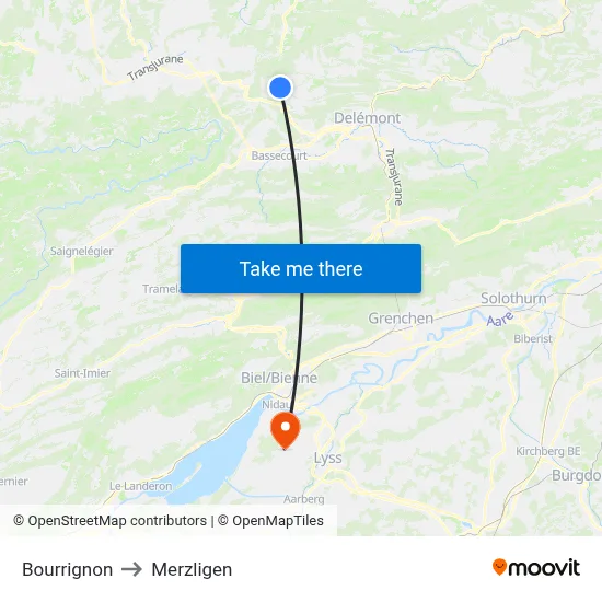 Bourrignon to Merzligen map