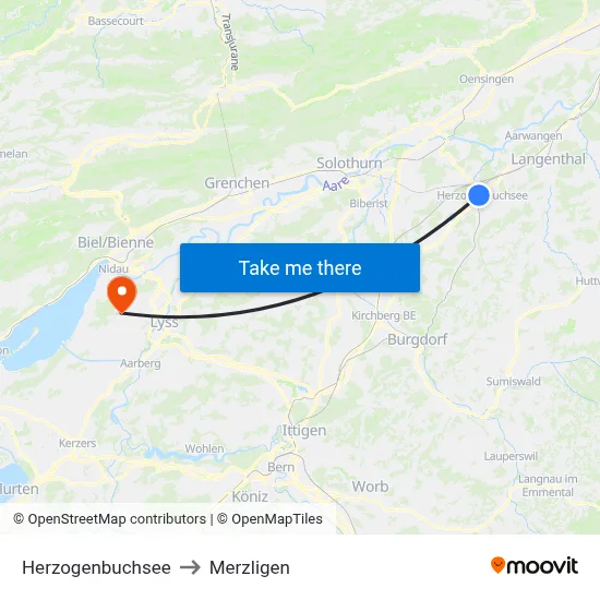 Herzogenbuchsee to Merzligen map