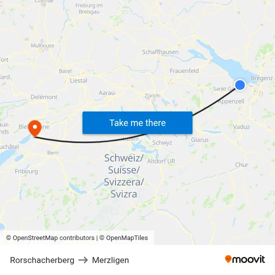 Rorschacherberg to Merzligen map