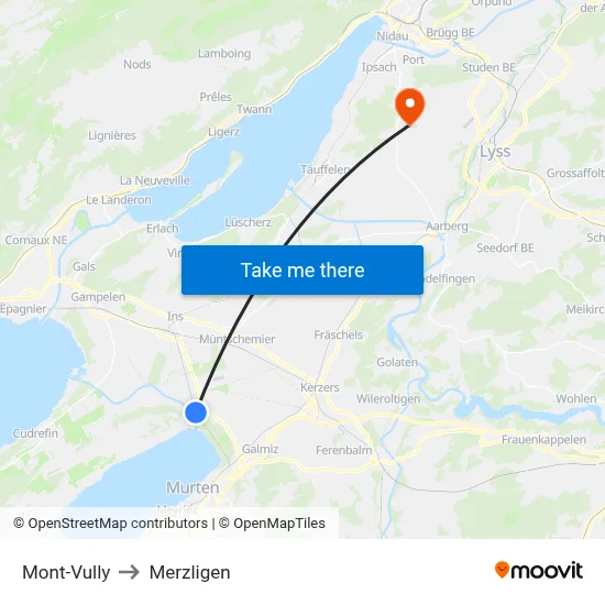 Mont-Vully to Merzligen map