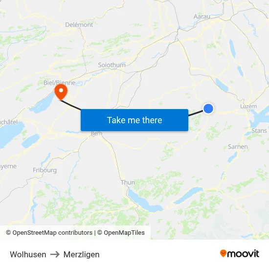 Wolhusen to Merzligen map