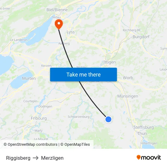 Riggisberg to Merzligen map