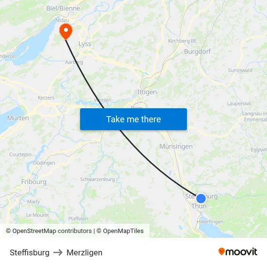 Steffisburg to Merzligen map