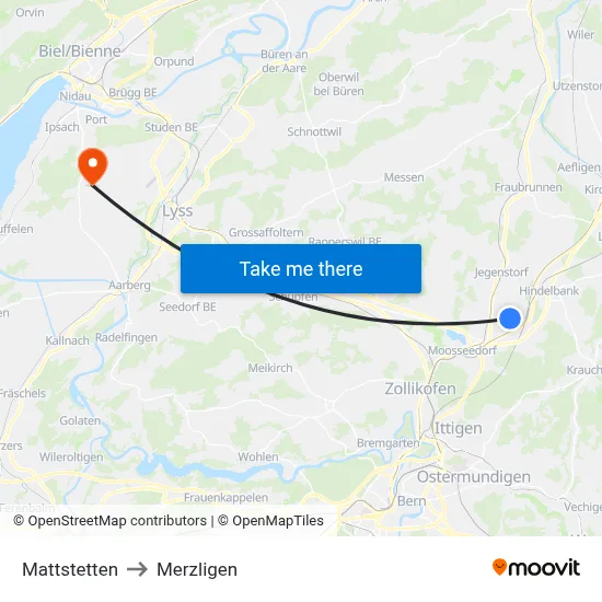 Mattstetten to Merzligen map