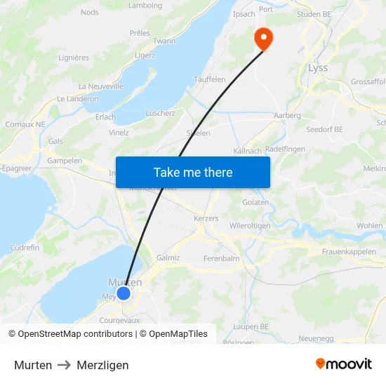 Murten to Merzligen map