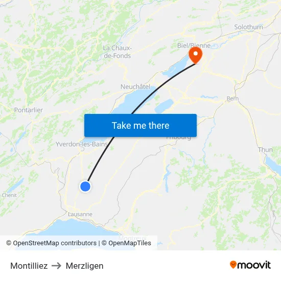 Montilliez to Merzligen map