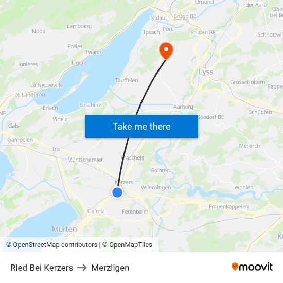 Ried Bei Kerzers to Merzligen map