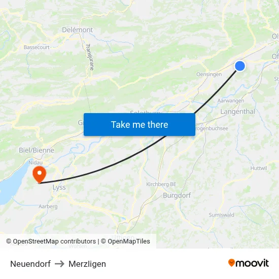 Neuendorf to Merzligen map