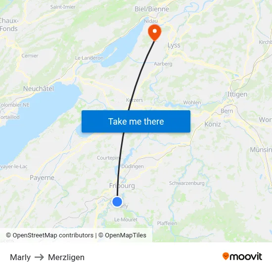 Marly to Merzligen map