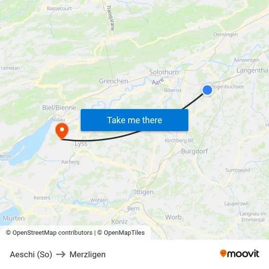 Aeschi (So) to Merzligen map