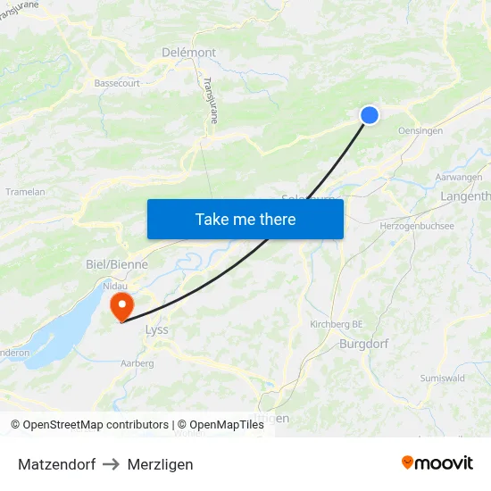 Matzendorf to Merzligen map