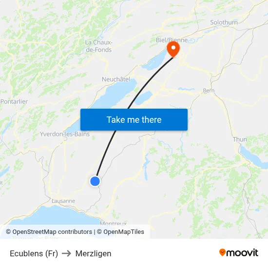 Ecublens (Fr) to Merzligen map