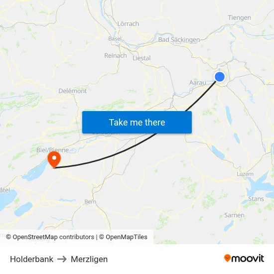 Holderbank to Merzligen map