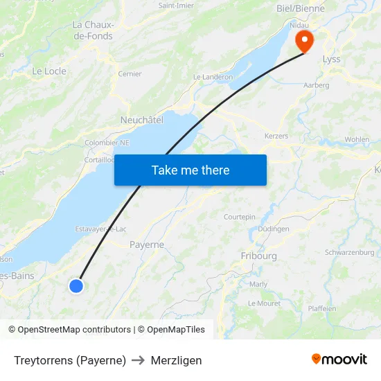 Treytorrens (Payerne) to Merzligen map