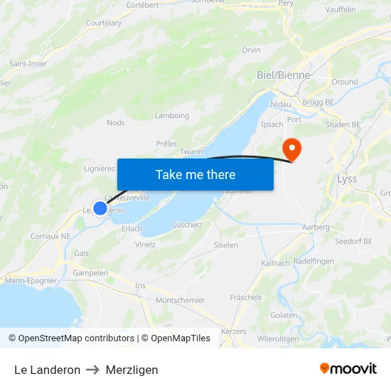 Le Landeron to Merzligen map