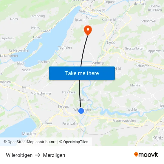 Wileroltigen to Merzligen map