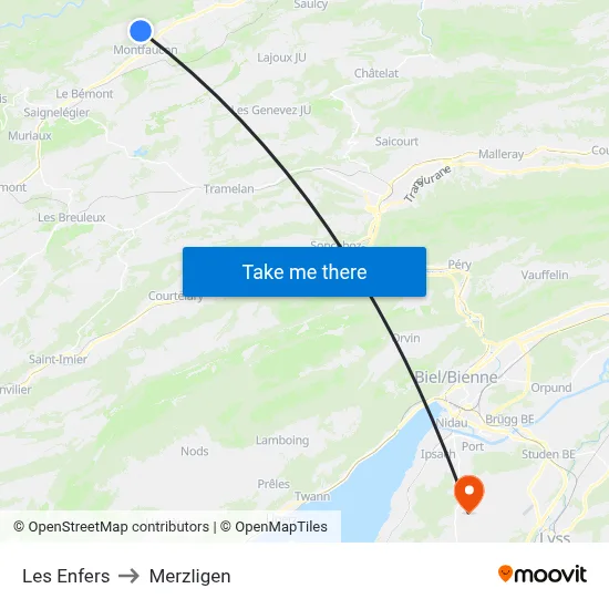 Les Enfers to Merzligen map