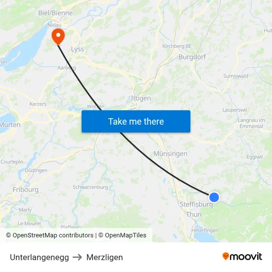 Unterlangenegg to Merzligen map