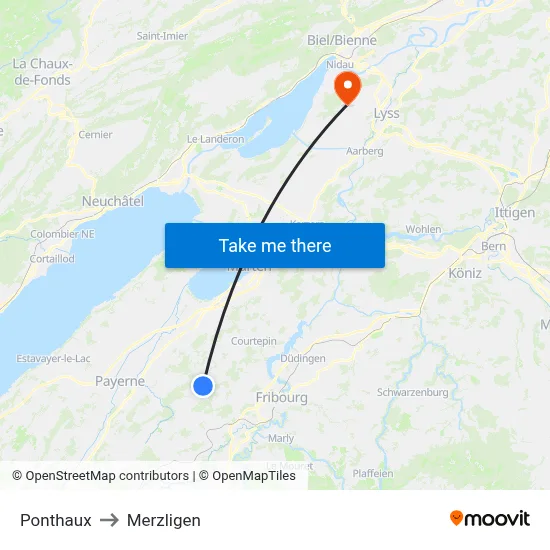 Ponthaux to Merzligen map