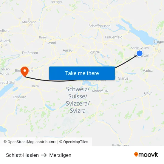Schlatt-Haslen to Merzligen map