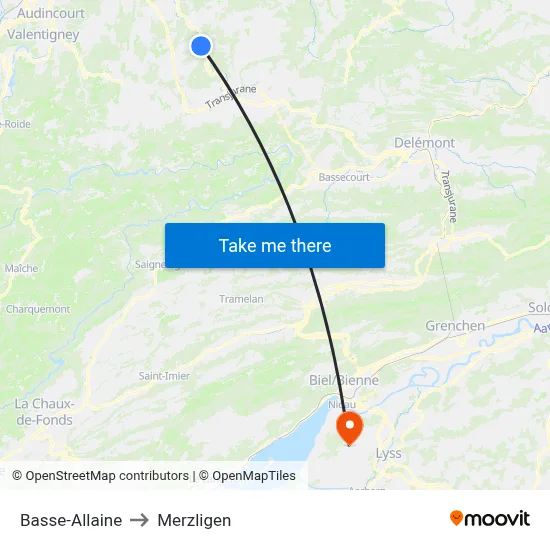 Basse-Allaine to Merzligen map