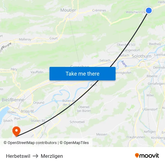 Herbetswil to Merzligen map