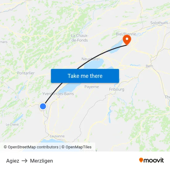 Agiez to Merzligen map