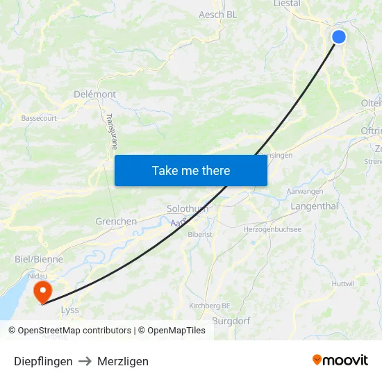 Diepflingen to Merzligen map