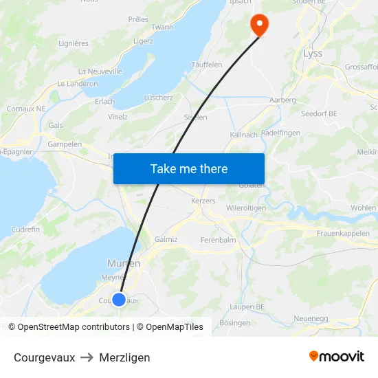 Courgevaux to Merzligen map