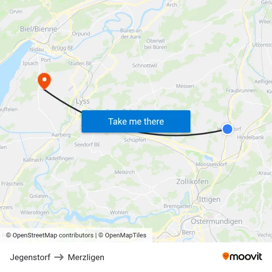 Jegenstorf to Merzligen map
